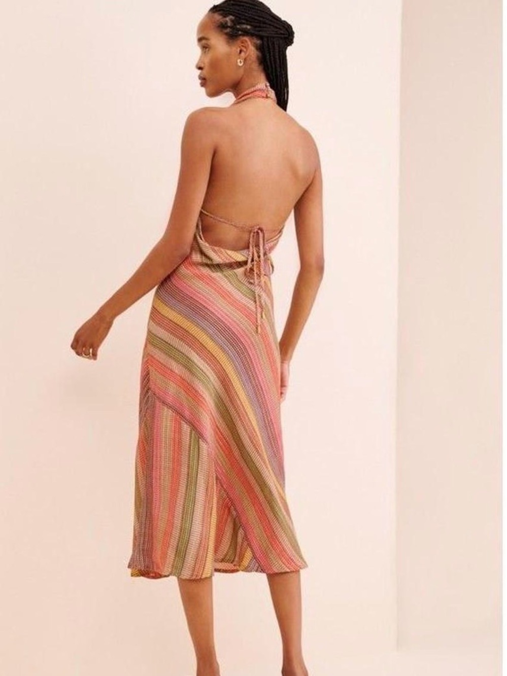 Anthropologie Conditions Apply Halter Cowl Neck Midi Dress (MEDIUM)